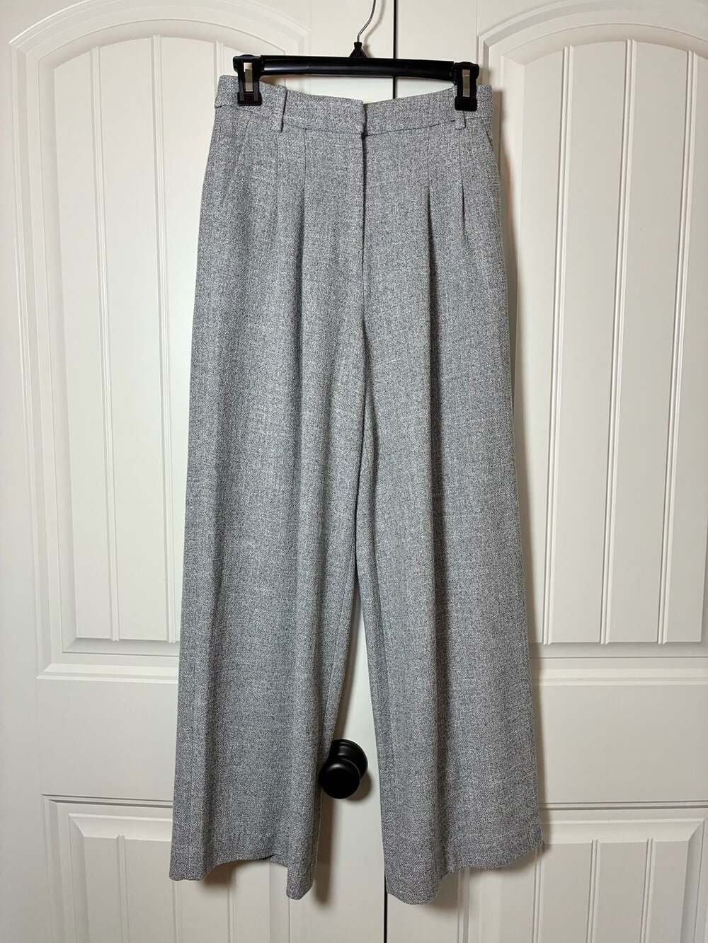 H&M Grey Tweed Pleated Wide Leg Pants Size US 4